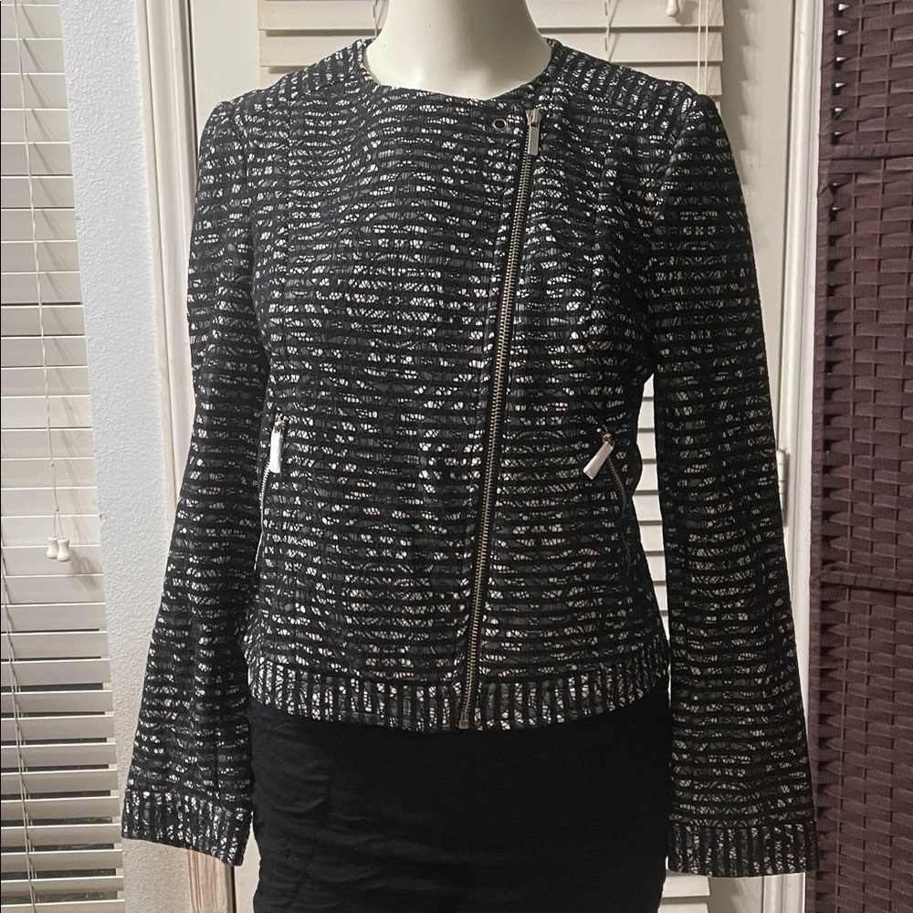NWT The Limited Jacket Zip Blazer Striped Lace Floral Pockets Moto Small